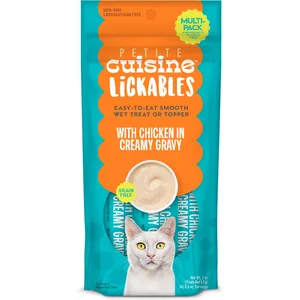 Petite Cuisine Lickables Chicken in Creamy Gravy Wet Cat Treat, 2-oz pouch, case of 12