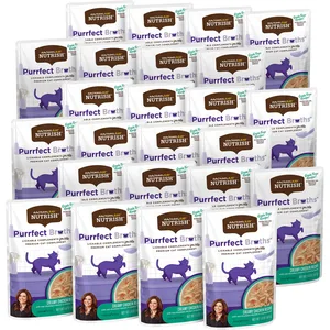 Rachael Ray Nutrish Purrfect Broths Lickable Complements Creamy Chicken Bisque Recipe Wet Cat Food Topper, 1.4-oz pouch, case of 24