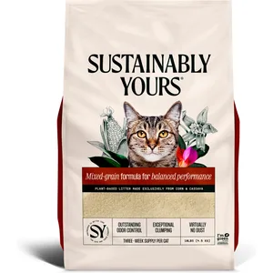 Sustainably Yours Mixed-Grain Formula Unscented Clumping Cat Litter, 10-lb bag
