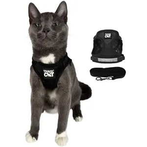 Travel Cat The True Adventurer Reflective Cat & Kitten Harness & Leash, Black, Medium
