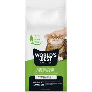 World's Best Comfort Care Unscented Clumping Corn Litter, 28-lb bag