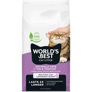 World's Best Lavender Scented Clumping Corn Cat Litter, 15-lb bag