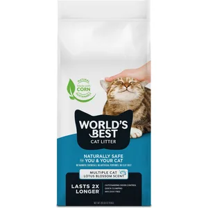 World's Best Multiple Cat Lotus Blossom Scented Clumping Corn Cat Litter, 28-lb bag