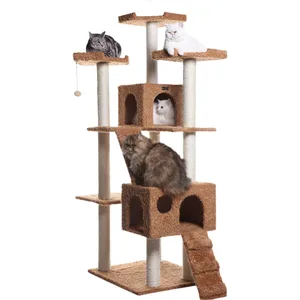 Armarkat 74-in Multi-Level Cat Tree, Ochre Brown