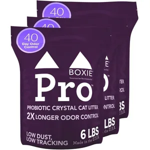 Boxiecat Pro Self-Cleaning Probiotic Non-Clumping Crystal Cat Litter, 6-lb bag, 3 count